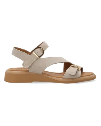 Sandale din piele intoarsa uni cu talpa wedge