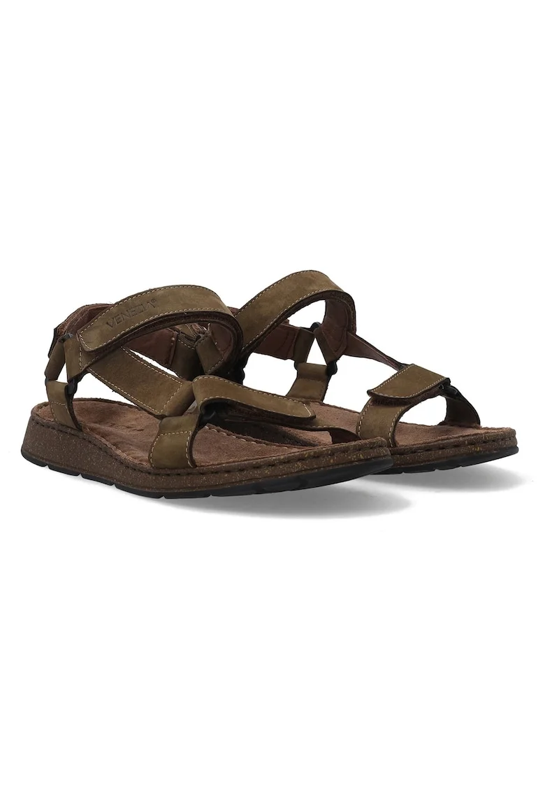 Sandale cu talpa joasa si velcro din piele