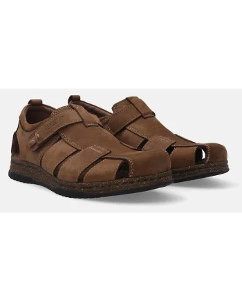 Sandale  pescar din piele nabuc cu velcro