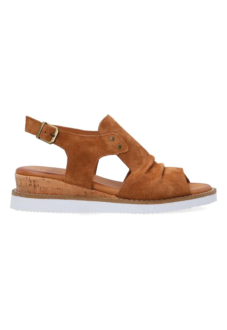 Sandale din piele intoarsa cu talpa wedge