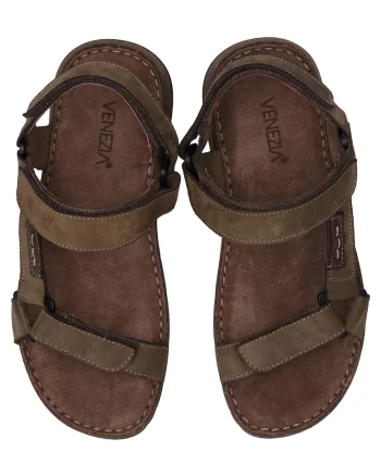 Sandale din nabuc cu talpa flexibila si inchidere velcro