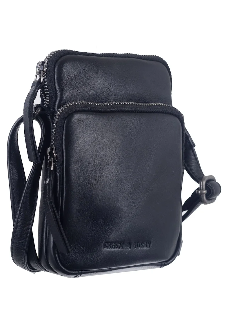 Geanta umar unisex piele naturala neagra 14.5 x 18.5 x 4.0 cm, Colombiana,