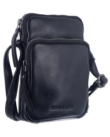 Geanta umar unisex piele naturala neagra 14.5 x 18.5 x 4.0 cm, Colombiana,