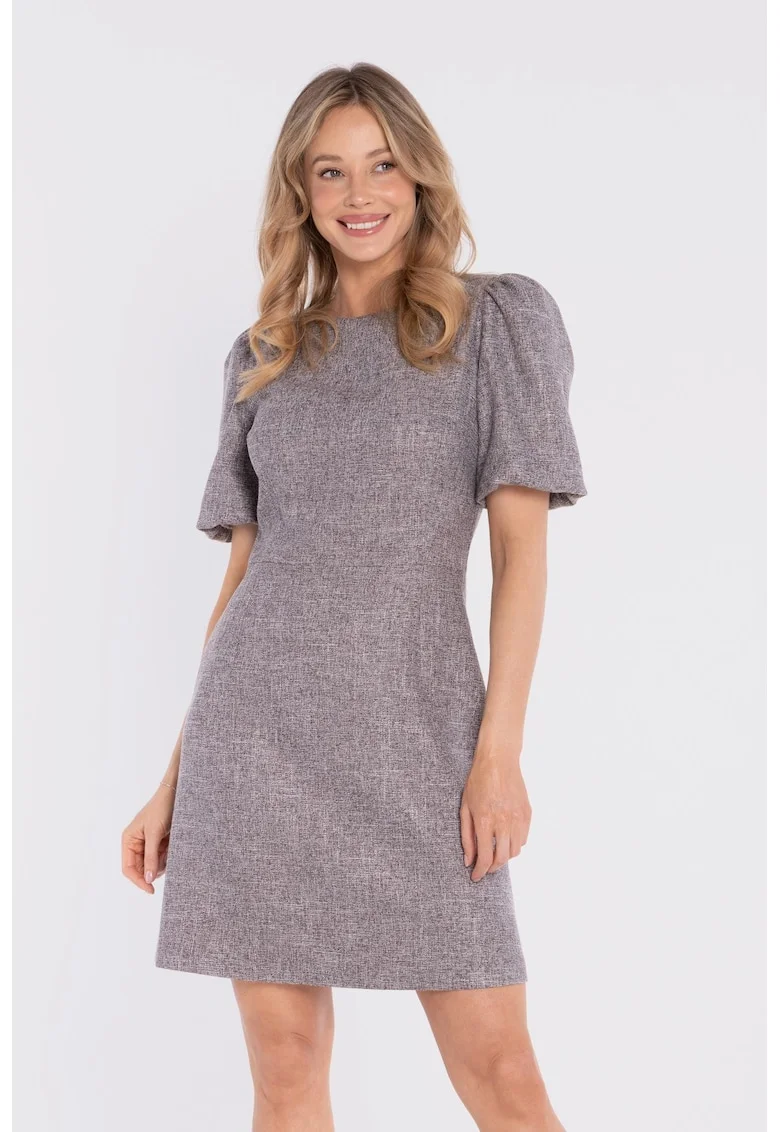 Rochie mini cu maneci bufante,  concept A trois, Piersica, Gri grafit