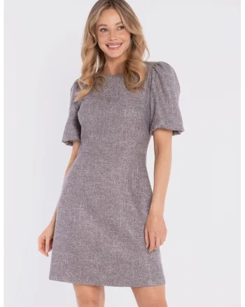 Rochie mini cu maneci bufante,  concept A trois, Piersica, Gri grafit