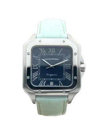 Ceas bărbaresc  Conqueror, cadran albastru safir, curea piele de vacă Nude Mint, mecanism quartz, inox