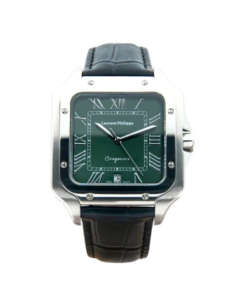 Ceas bărbați  Conqueror Emerald Phantom, inox, cristale safir, verde smarald, curea piele neagră