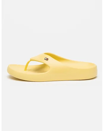 Papuci flip-flop cu detaliu logo, Galben