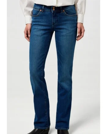 Blugi dama  evazati, albastru inchis, denim elastic, bumbac/poliester/elastan