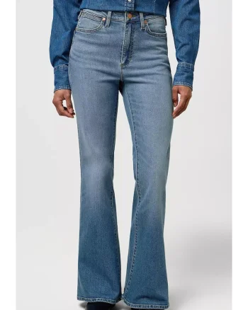 Blugi dama  Montana, evazati, albastru, denim cu elasticitate medie, bumbac/poliester/elastan
