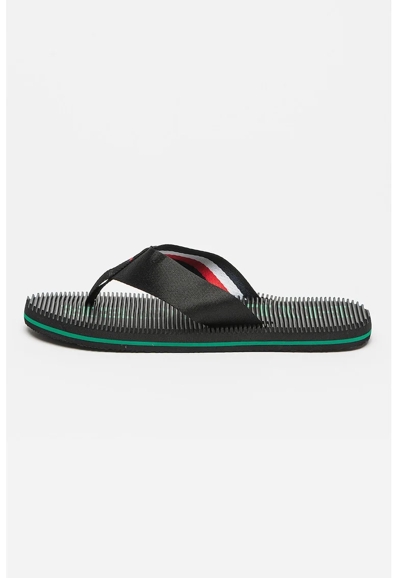 Papuci flip-flop cu detaliu logo, Negru