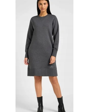 Rochie lunga,  Raglan Sweatshirt Dress, gri, bumbac cu poliester, doua buzunare laterale