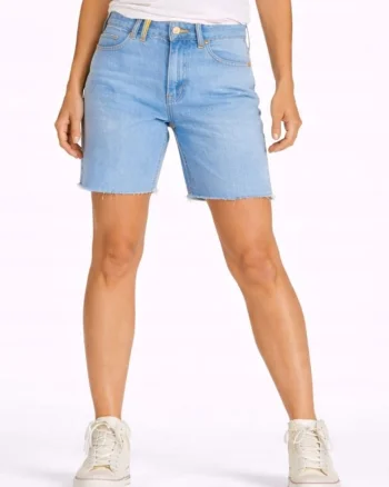 Pantaloni scurti dama,  13MWZ, albastru, bumbac, talie inalta,