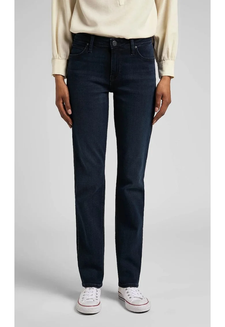 Blugi dama  Elly, slim, bleumarin, bumbac organic/elastan, talie medie,