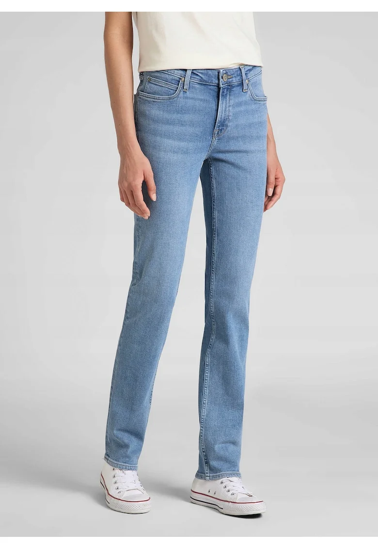 Blugi Dama,  Marion Straight, Straight Fit, Talie Medie, 5 Buzunare, Fermoar, Lungi, Bumbac, W28-L31 US, Albastru