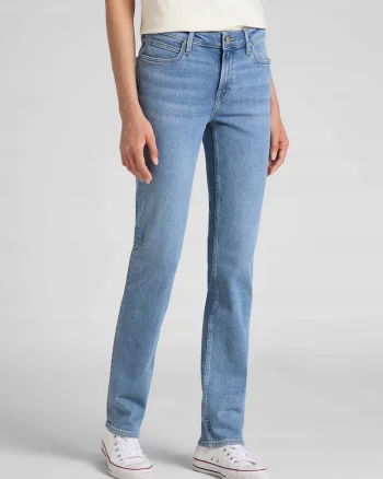Blugi Dama,  Marion Straight, Straight Fit, Talie Medie, 5 Buzunare, Fermoar, Lungi, Bumbac, W28-L31 US, Albastru