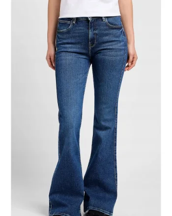 Blugi dama  Breese, evazati, talie inalta, bleumarin, denim elastic, bumbac/viscoza/elastan