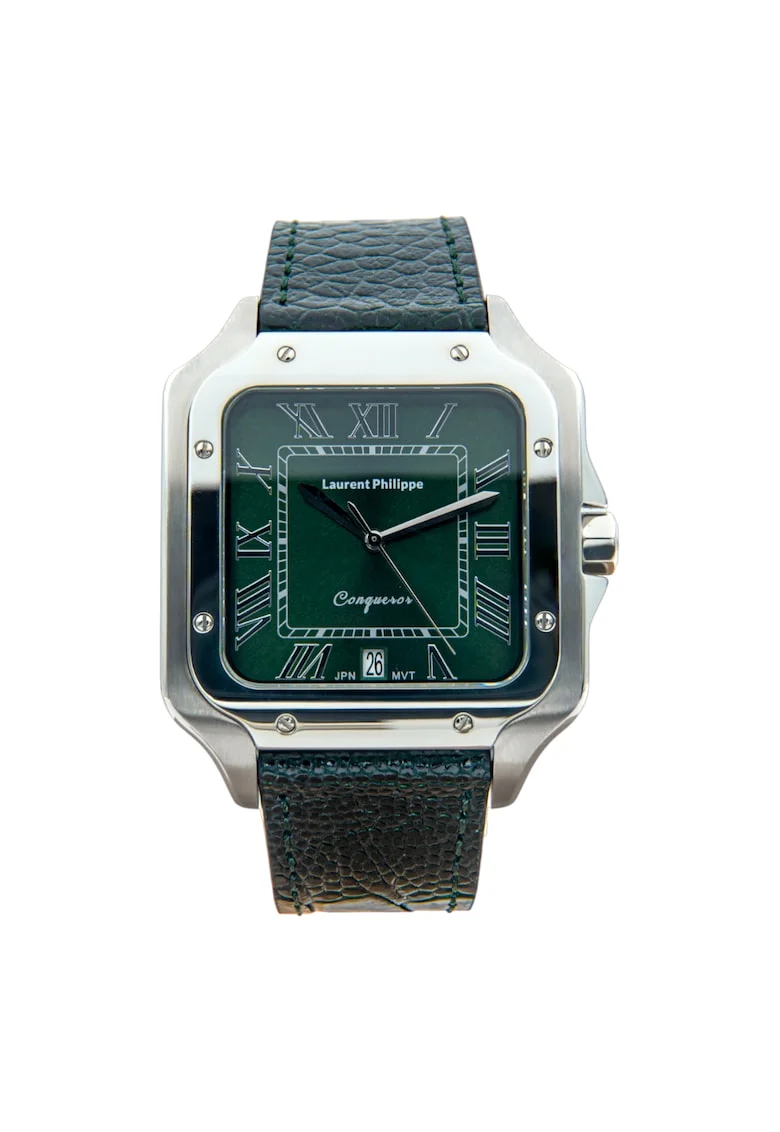 Ceas bărbați  Conqueror Emerald Verde Notturno, cristale safir, carcasa inox