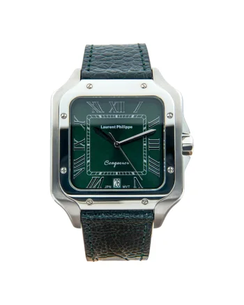 Ceas bărbați  Conqueror Emerald Verde Notturno, cristale safir, carcasa inox