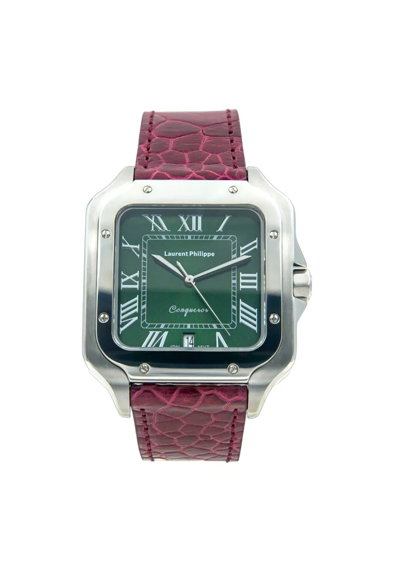 Ceas bărbați  Conqueror Emerald, Otel Inoxidabil, Cureaua din piele Exotică, Verde Intens, Mecanism Quartz
