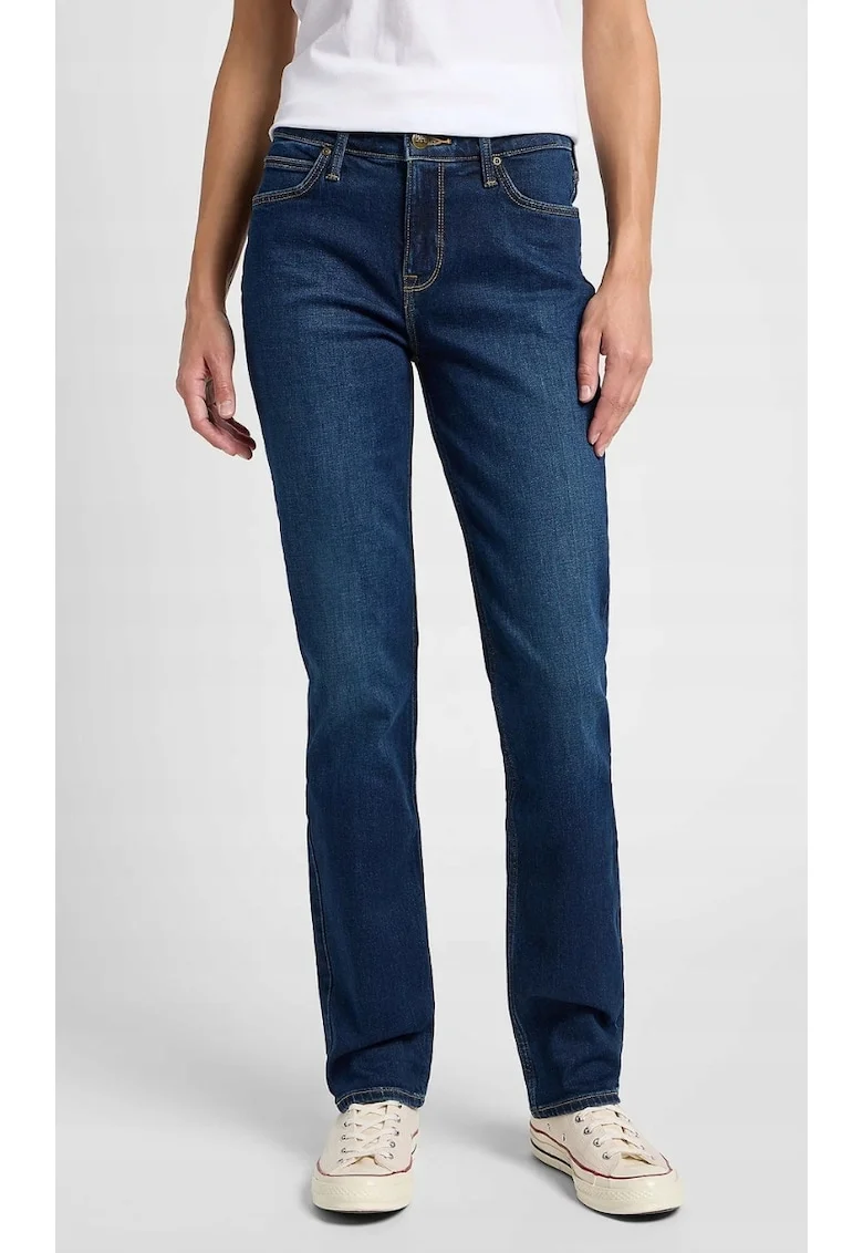 Blugi dama  Marion Straight, talie medie, elasticitate, albastru inchis, bumbac/elastan