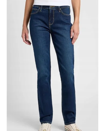 Blugi dama  Marion Straight, talie medie, elasticitate, albastru inchis, bumbac/elastan