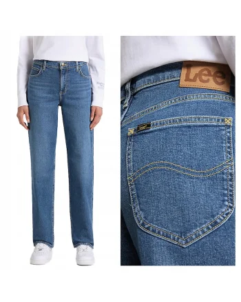 Blugi Dama,  Jane, Straight Fit, Talie Medie, 5 Buzunare, Fermoar, Lungi, Bumbac, Albastru, Albastru