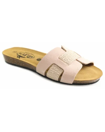 Papuci dama piele naturala 406207, Roz