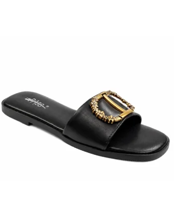 Papuci dama piele naturala AGQS80013A 01 N, Negru