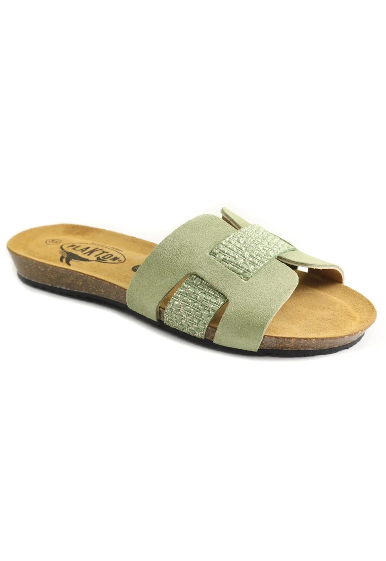 Papuci dama piele naturala 406207, Verde