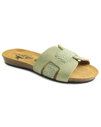 Papuci dama piele naturala 406207, Verde