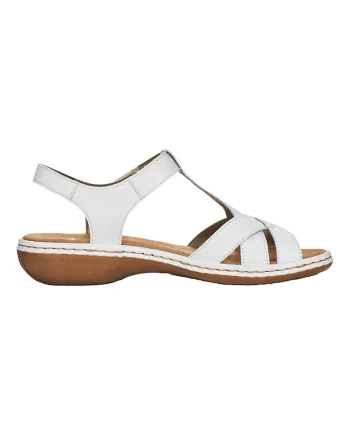 Sandale dama,  piele naturala, inchidere velcro, Alb