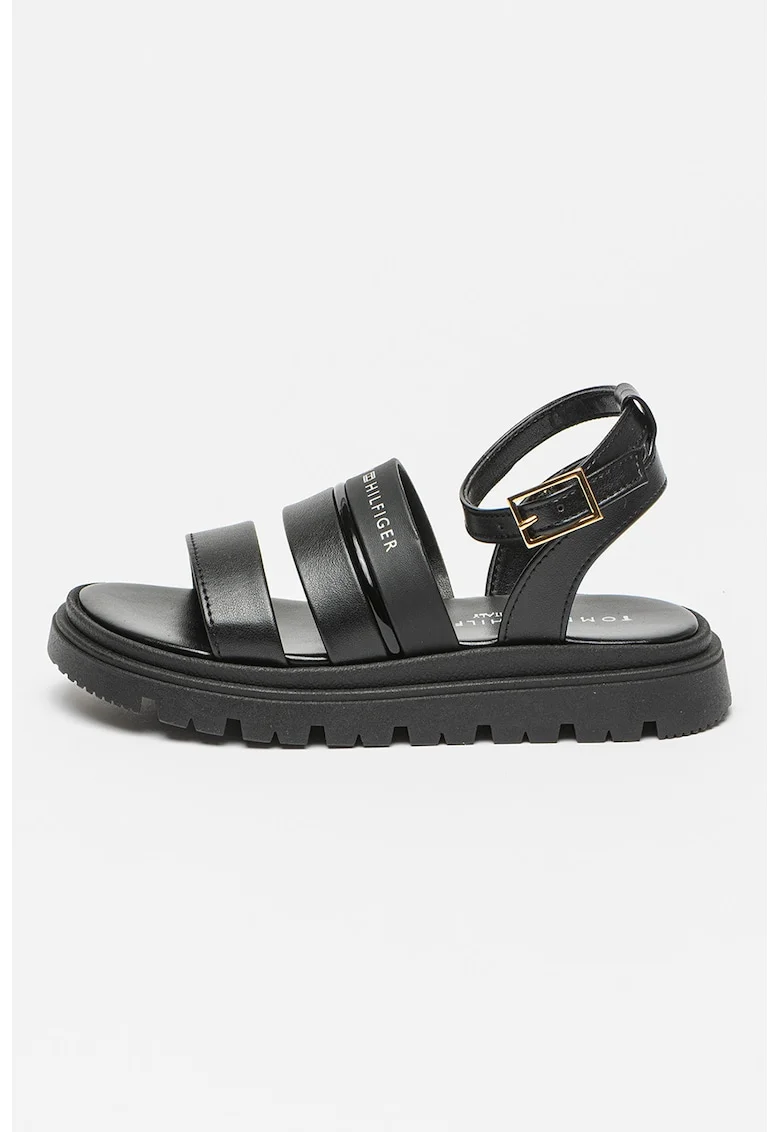 Sandale cu talpa flatform si catarama, Negru