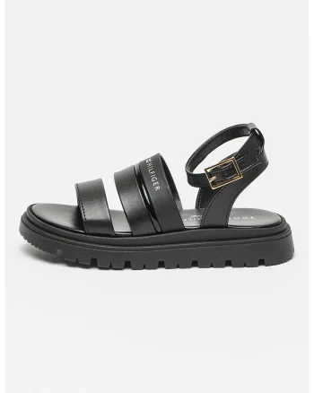 Sandale cu talpa flatform si catarama, Negru