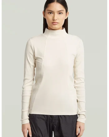 Bluza slim fit din amestec de bumbac organic, Crem