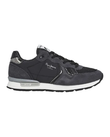 Pantofi sport cu detalii din piele intoarsa, Negru/Albastru ultramarin