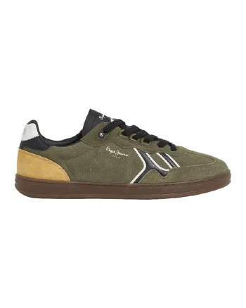 Pantofi sport low-cut din piele intoarsa, Negru/Galben sofran/Kaki inchis