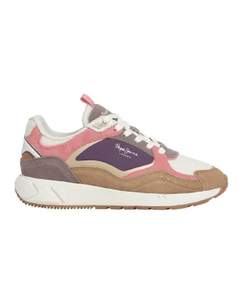 Pantofi sport din piele intoarsa cu insertii din plasa, Alb/Maro deschis/Ametist