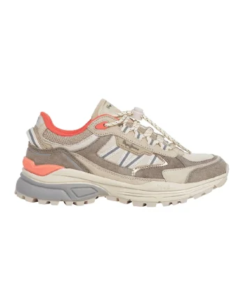 Pantofi sport din piele intoarsa cu talpa wedge si garnituri din material textil, Maro taupe/Gri cenusiu/Maro taupe deschis