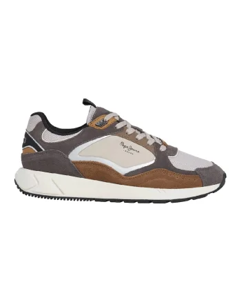 Pantofi sport cu model colorblock si garnituri din piele intoarsa, Alb/Caramel/Gri inchis