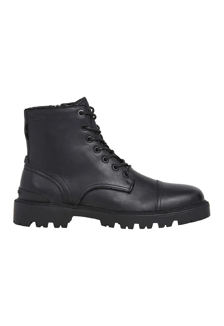 Ghete din piele cu fermoar, Negru