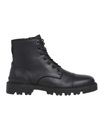 Ghete din piele cu fermoar, Negru
