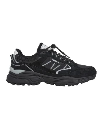 Pantofi sport din piele intoarsa cu talpa plata si insertii din material textil, Negru