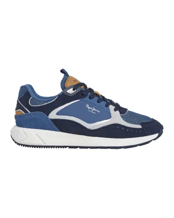 Pantofi sport din piele intoarsa cu insertii din denim, Gri cenusiu/Albastru