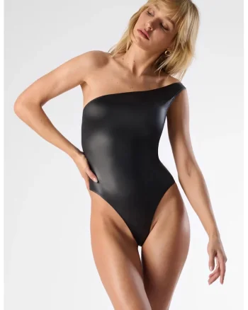 Costum de baie întreg cu bretele subțiri -  Negru