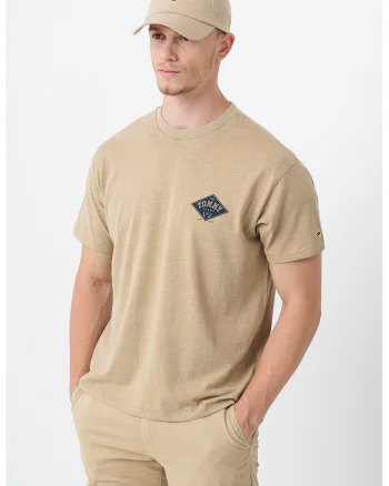 Tricou cu logo, Negru stins/Bej inchis