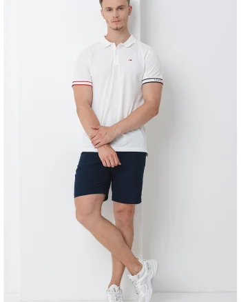 Tricou polo uni, Rosu/Alb murdar/Bleumarin