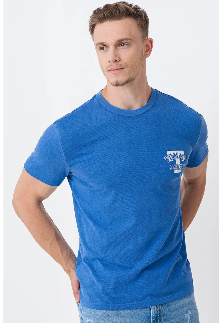 Tricou cu logo, Albastru pastel/Alb murdar