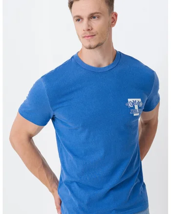 Tricou cu logo, Albastru pastel/Alb murdar