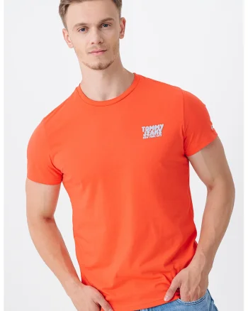 Tricou slim fit cu imprimeu logo, Gri deschis/Coral